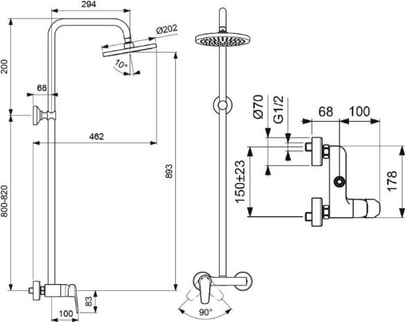 VIDIMA Душевая система (монтаж с настенным смесителем) BALANCE BA272AA схема