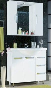 Sun-Aqua Зеркало -шкаф для ванной комнаты «ДЖИКА 80» с подсветкой в комплекте с другой мебелью